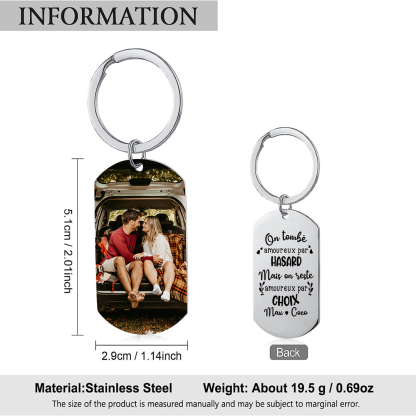 Porte-Clés Personnalisés avec 1 Photo et 2 Prénoms Porte-Clés Personnalisés Pour Couple | Jessemade