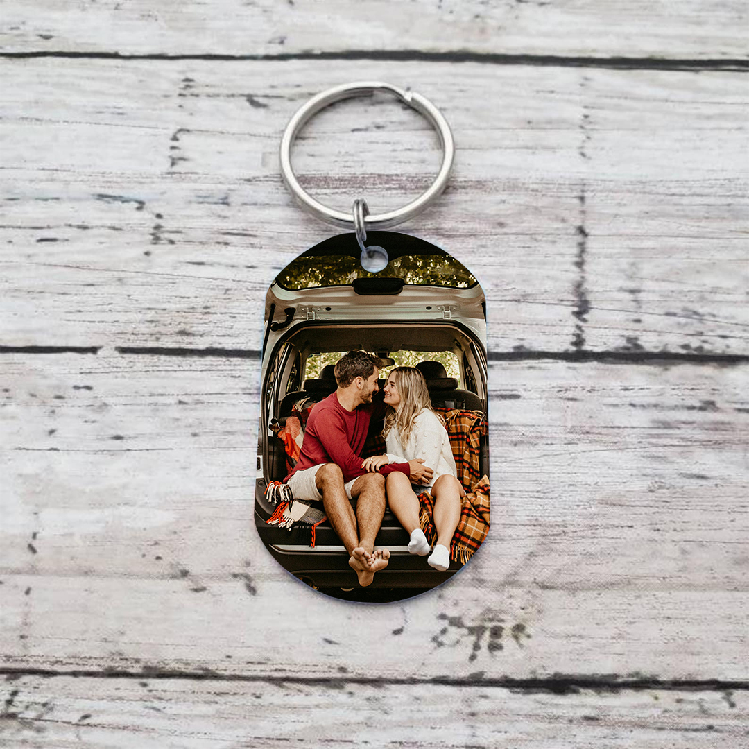 Porte-Clés Personnalisés avec 1 Photo et 2 Prénoms Porte-Clés Personnalisés Pour Couple | Jessemade