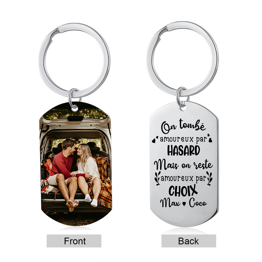 Porte-Clés Personnalisés avec 1 Photo et 2 Prénoms Porte-Clés Personnalisés Pour Couple | Jessemade