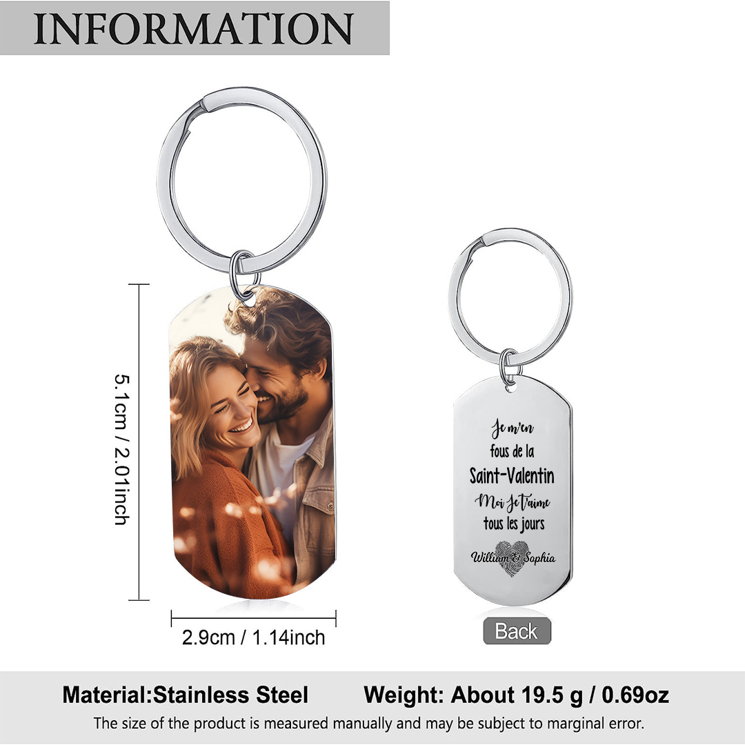Porte-Clés Photo Personnalisé avec 2 Prénoms Porte-Clés Personnaliables Pour Couple | Jessemade