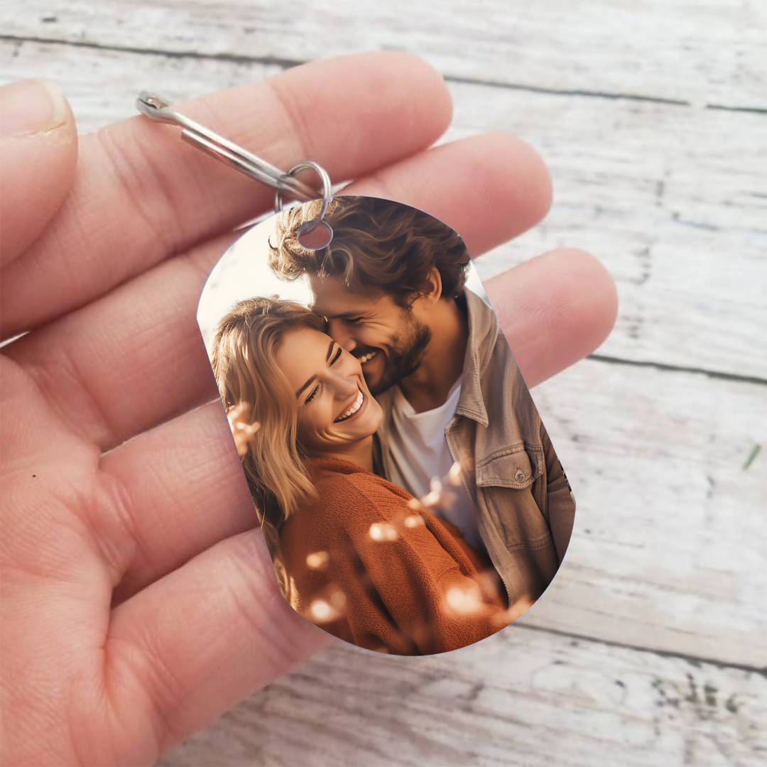 Porte-clés Personnalisé avec Photo et Texte Porte-Clés Personnaliables Pour Couple | Jessemade