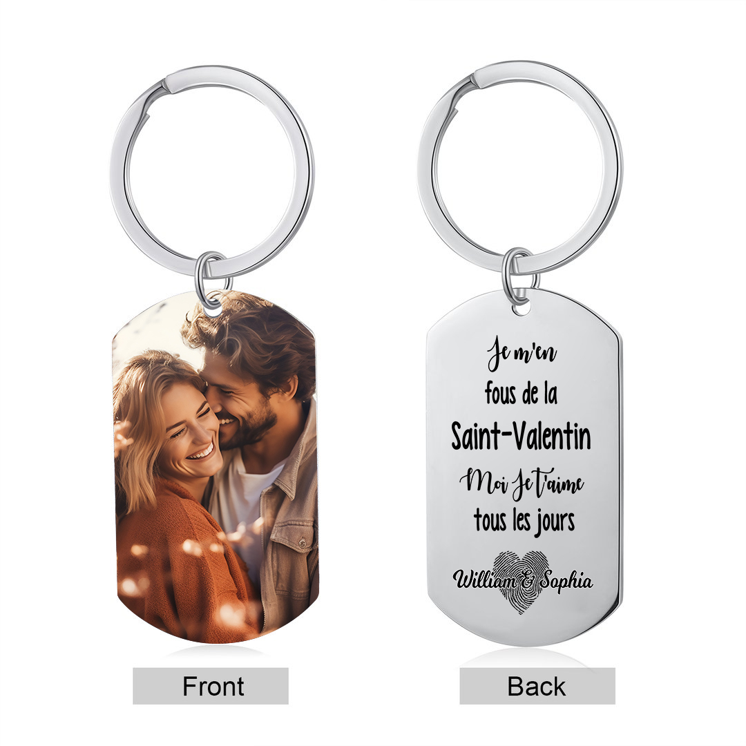 Porte-Clés Photo Personnalisé avec 2 Prénoms Porte-Clés Personnaliables Pour Couple | Jessemade
