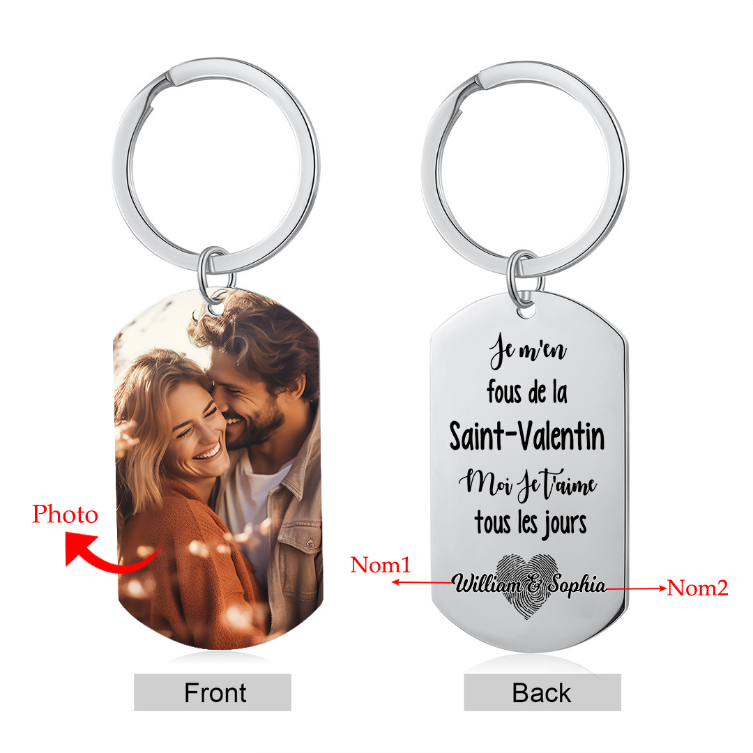 Porte-Clés Photo Personnalisé avec 2 Prénoms Porte-Clés Personnaliables Pour Couple | Jessemade