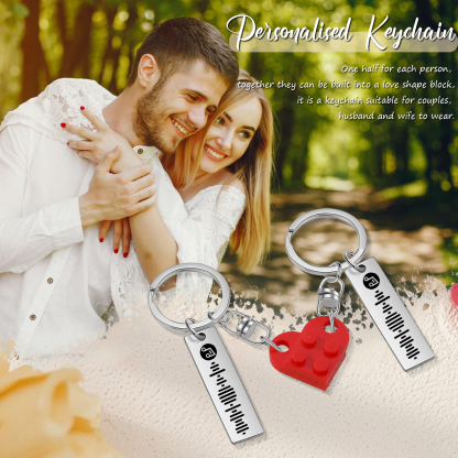 2 PCS Porte-clés en acier inoxydable Personnalisés avec Texte et Spotify Code Porte-Clés Personnaliables Pour Couple | Jessemade