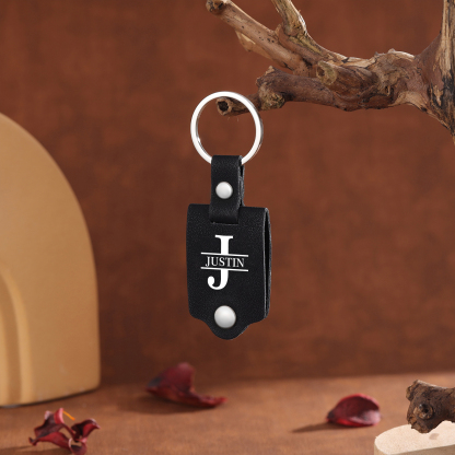 Porte-Clés en cuir Photo Personnalisée avec Lettre et Prénom Porte-Clés Personnaliables Pour Homme | Jessemade