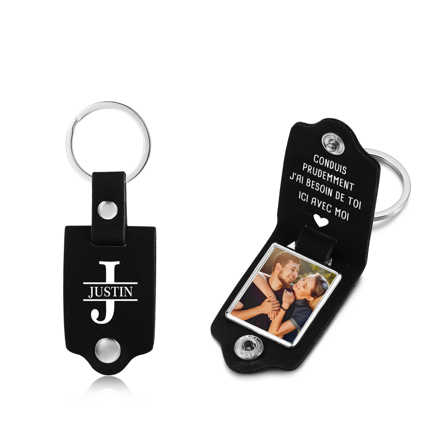 Porte-Clés en cuir Photo Personnalisée avec Lettre et Prénom Porte-Clés Personnaliables Pour Homme | Jessemade