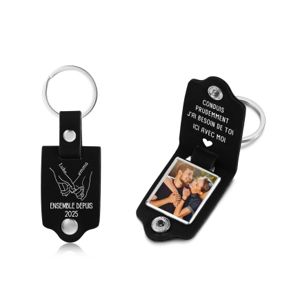 Porte-Clés en cuir Personnalisés avec Photo Prénoms et Années Porte-Clés Personnaliables Pour Homme | Jessemade