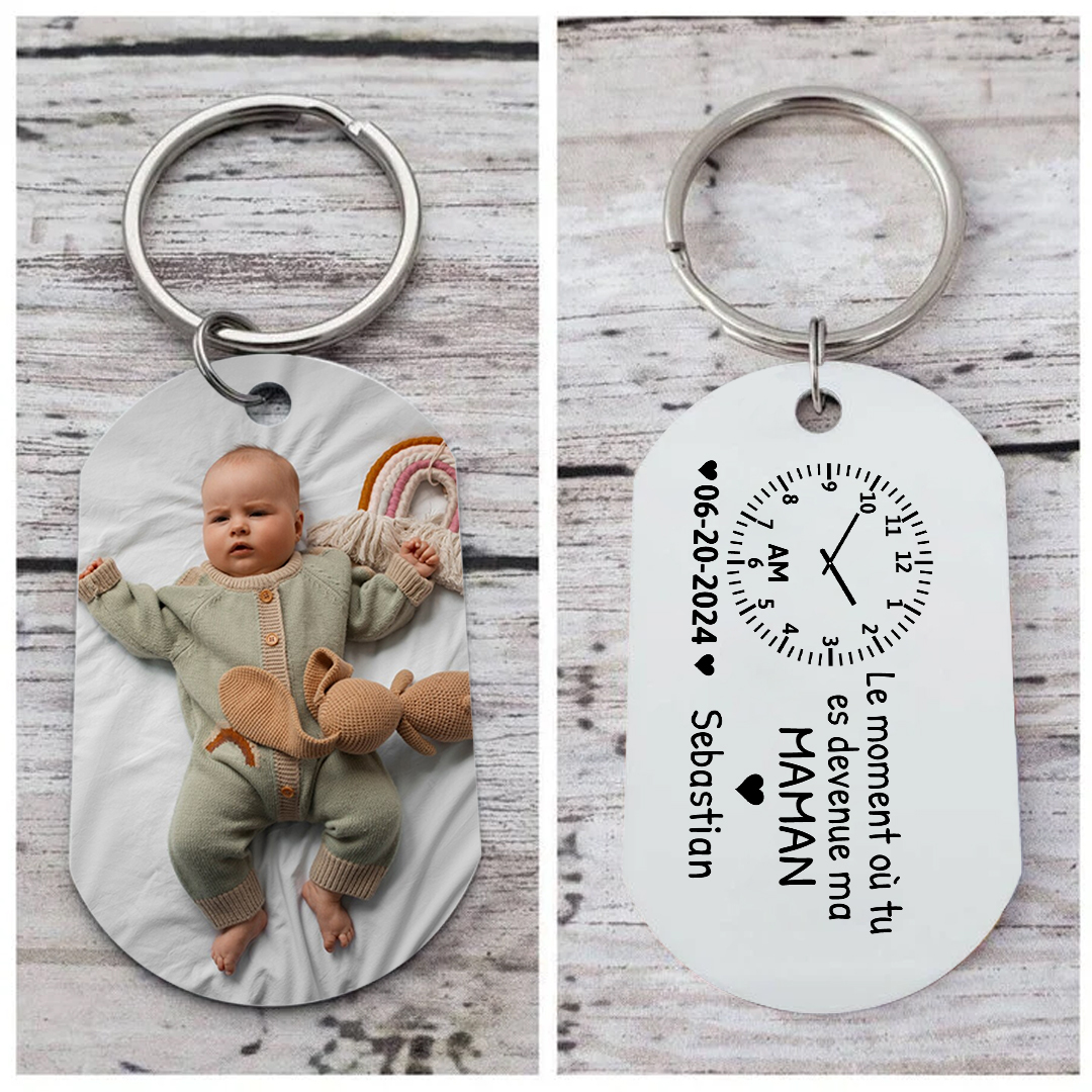 Porte-clés Personnalisé avec Photo et Date de Naissance – Cadeau Unique pour Maman | Jessemade
