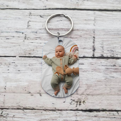 Porte-clés Personnalisé avec Date Prénom et Photo Porte-Clés Personnaliables Pour Papa | Jessemade