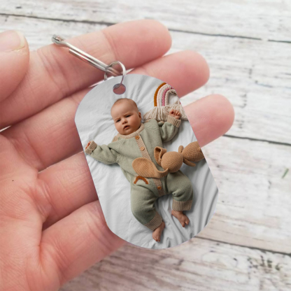 Porte-clés Personnalisé avec Date Prénom et Photo Porte-Clés Personnaliables Pour Papa | Jessemade