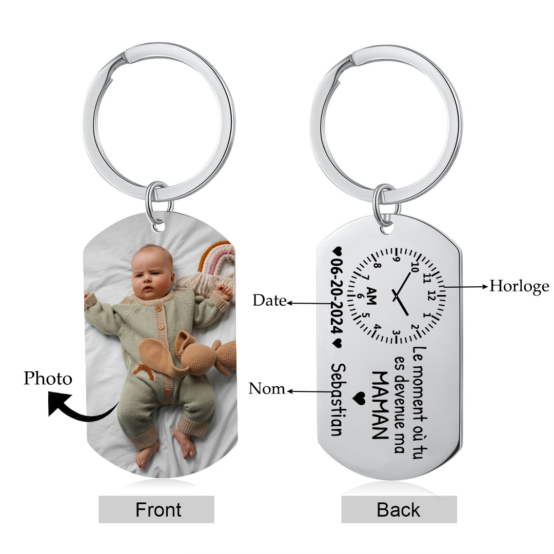 Porte-clés Personnalisés avec Prénom Date et Photo Porte-Clés Personnaliables Pour Maman | Jessemade