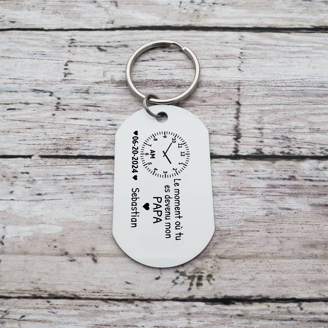 Porte-clés Personnalisé avec Date Prénom et Photo Porte-Clés Personnaliables Pour Papa | Jessemade