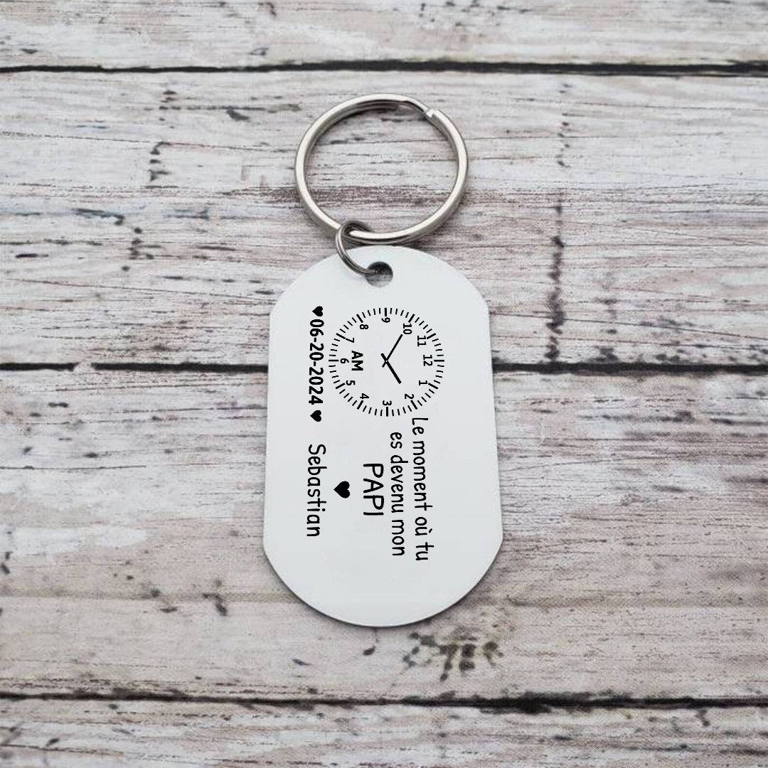 Porte-clés Personnalisé avec Prénom Date et Photo Porte-Clés Personnaliables Pour Papi | Jessemade