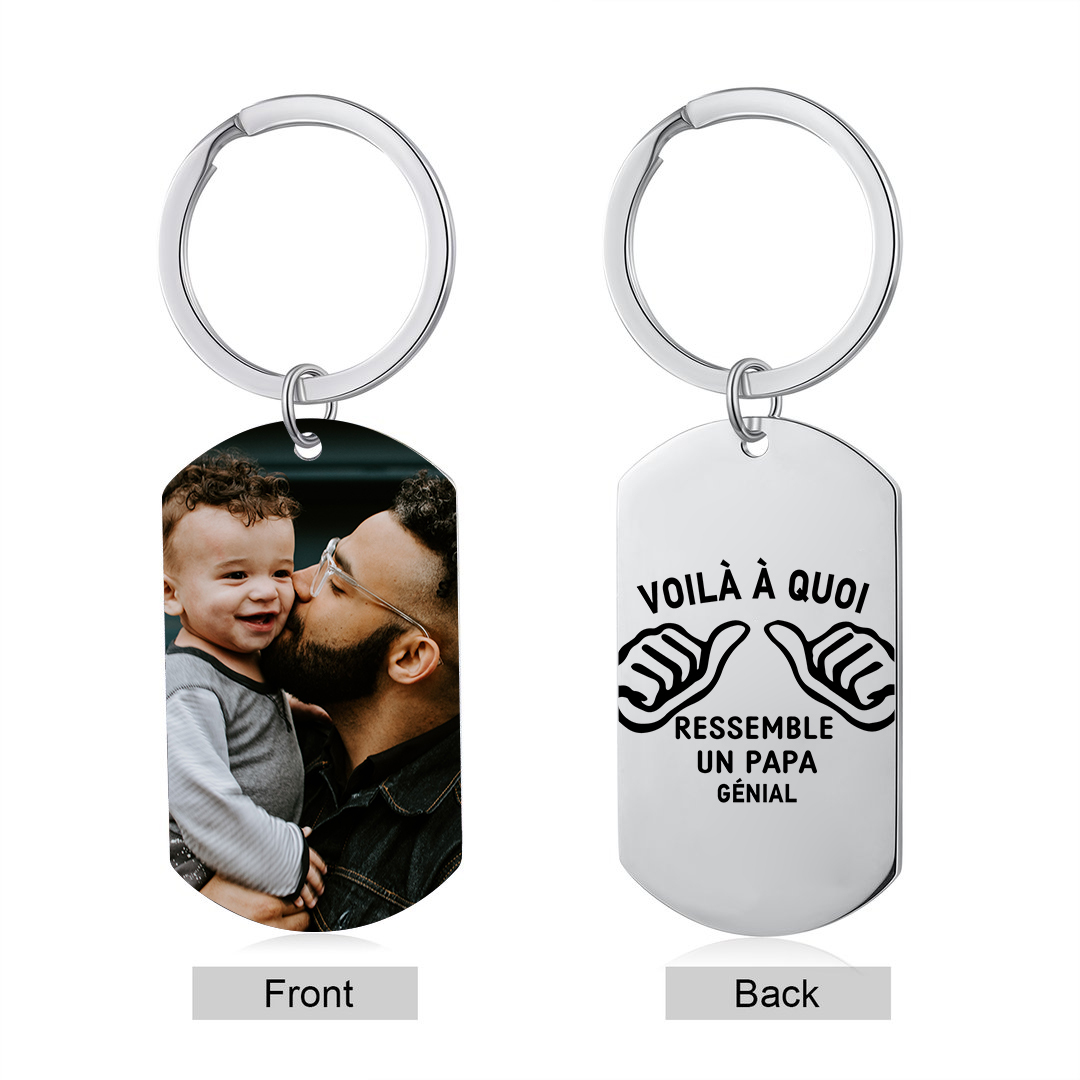 À Votre Papa - Porte-clés en Acier Inoxydable Personnalisé avec Photo Porte-Clés Personnaliables Pour Votre Père | Jessemade