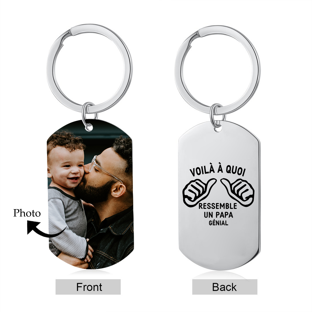 À Votre Papa - Porte-clés en Acier Inoxydable Personnalisé avec Photo Porte-Clés Personnaliables Pour Votre Père | Jessemade
