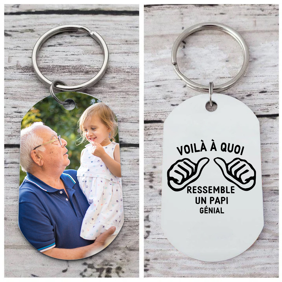 À Votre Papi - Porte-clés en Acier Inoxydable Personnalisé avec Photo Porte-Clés Personnaliables Pour Grand-Père | Jessemade