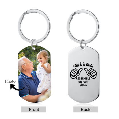 À Votre Papi - Porte-clés en Acier Inoxydable Personnalisé avec Photo Porte-Clés Personnaliables Pour Grand-Père | Jessemade
