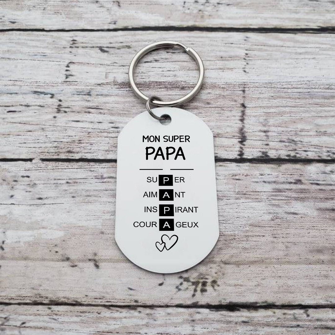 Mon Super Papa - Porte-clés Photo Personnalisée Porte-Clés Personnaliables Pour Père | Jessemade