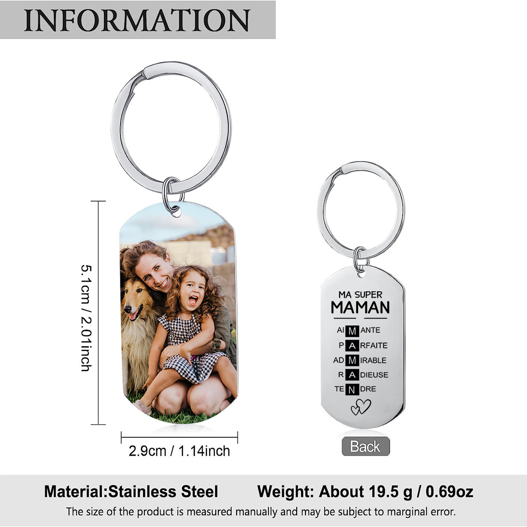 Mon Super Maman - Porte-clés Personnalisés avec Photo Porte-Clés Personnaliables Pour Mère | Jessemade