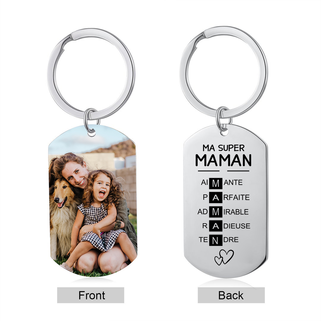 Mon Super Maman - Porte-clés Personnalisés avec Photo Porte-Clés Personnaliables Pour Mère | Jessemade