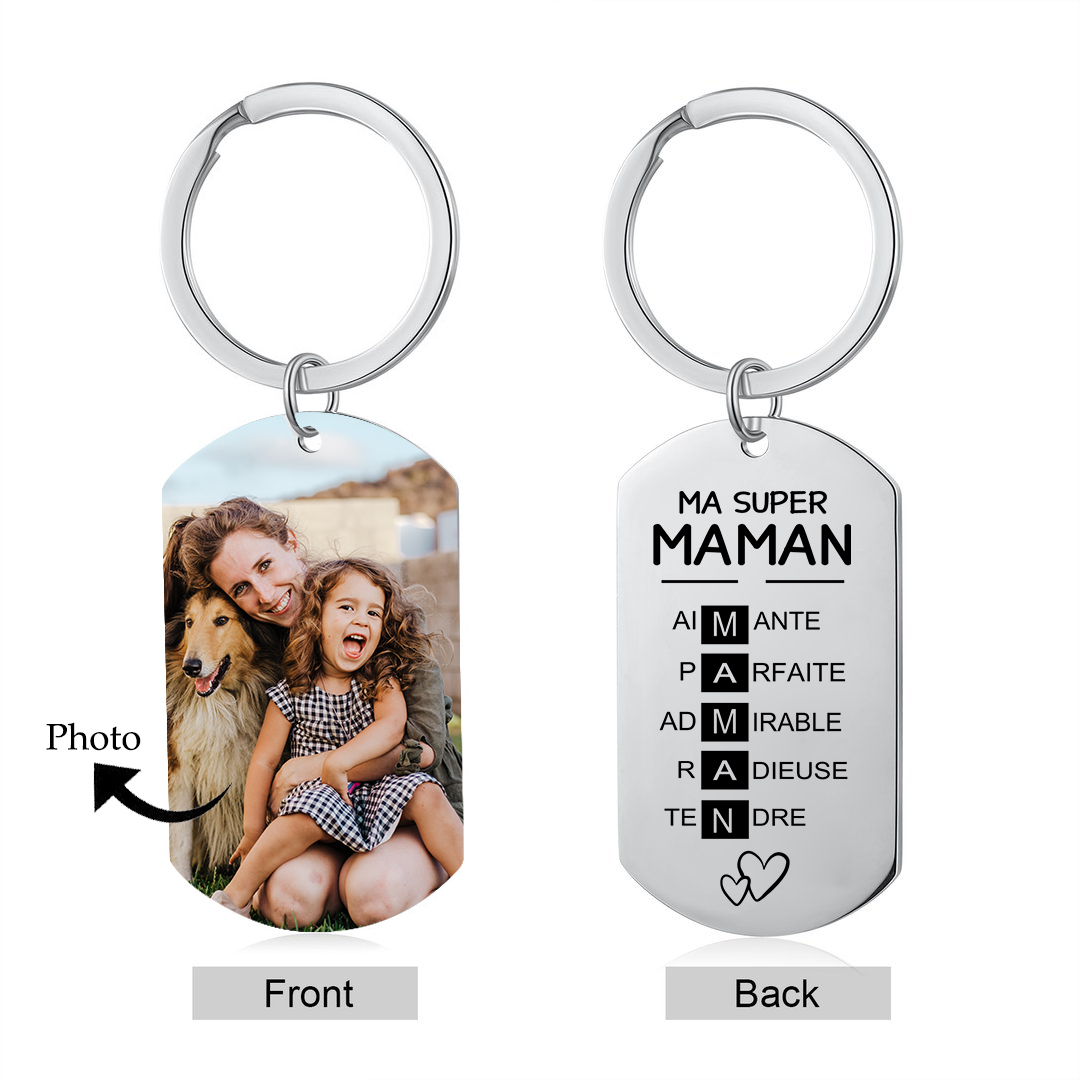 Mon Super Maman - Porte-clés Personnalisés avec Photo Porte-Clés Personnaliables Pour Mère | Jessemade