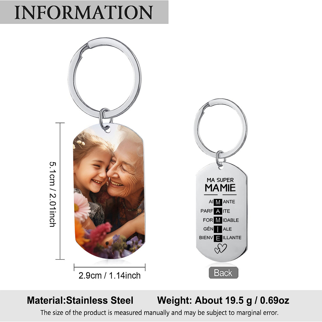 Mon Super Mamie - Porte-clés Personnalisés avec Photo Porte-Clés Personnaliables Pour Grand-Mère | Jessemade