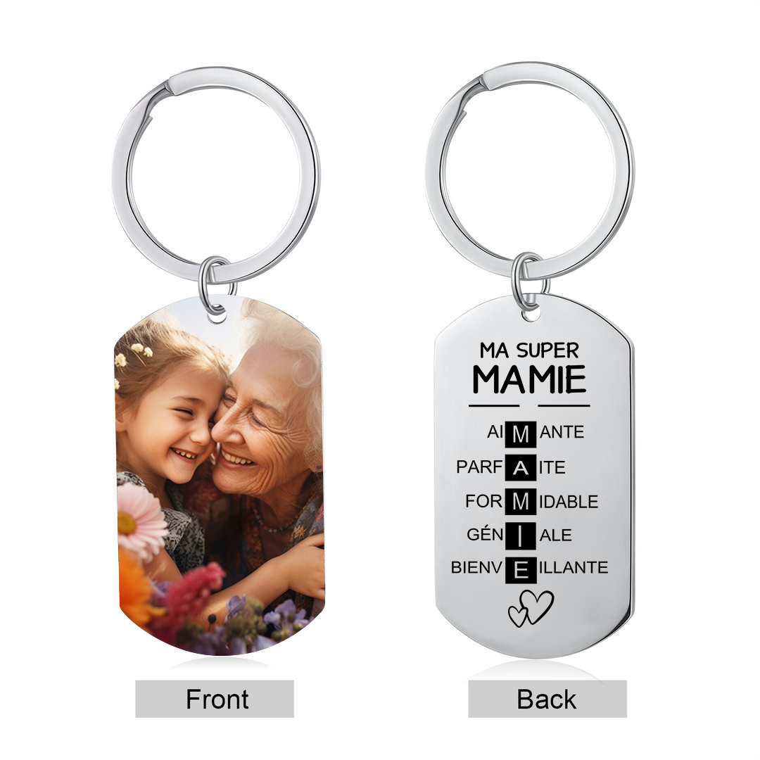 Mon Super Mamie - Porte-clés Personnalisés avec Photo Porte-Clés Personnaliables Pour Grand-Mère | Jessemade