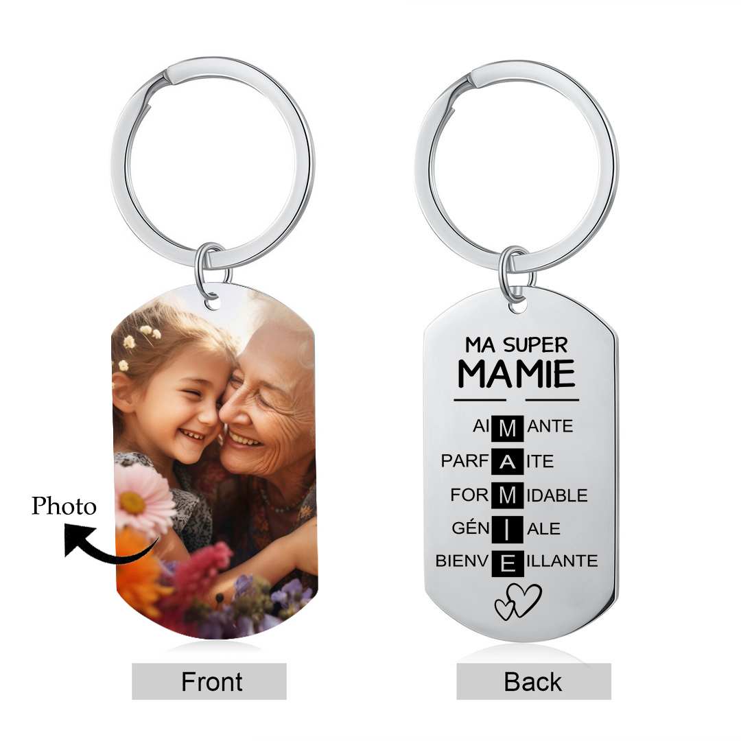 Mon Super Mamie - Porte-clés Personnalisés avec Photo Porte-Clés Personnaliables Pour Grand-Mère | Jessemade