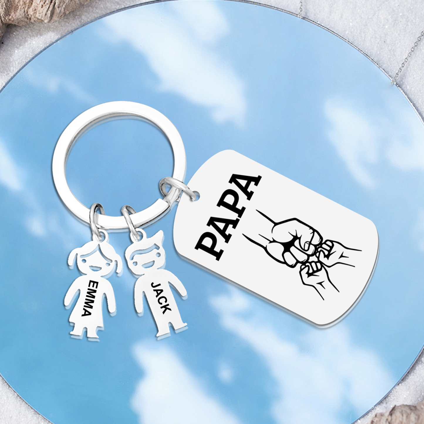 À Papa/Papi - Porte-clés Personnalisé avec 2 Prénoms et Texte Porte-Clés Personnaliables Pour Homme | Jessemade