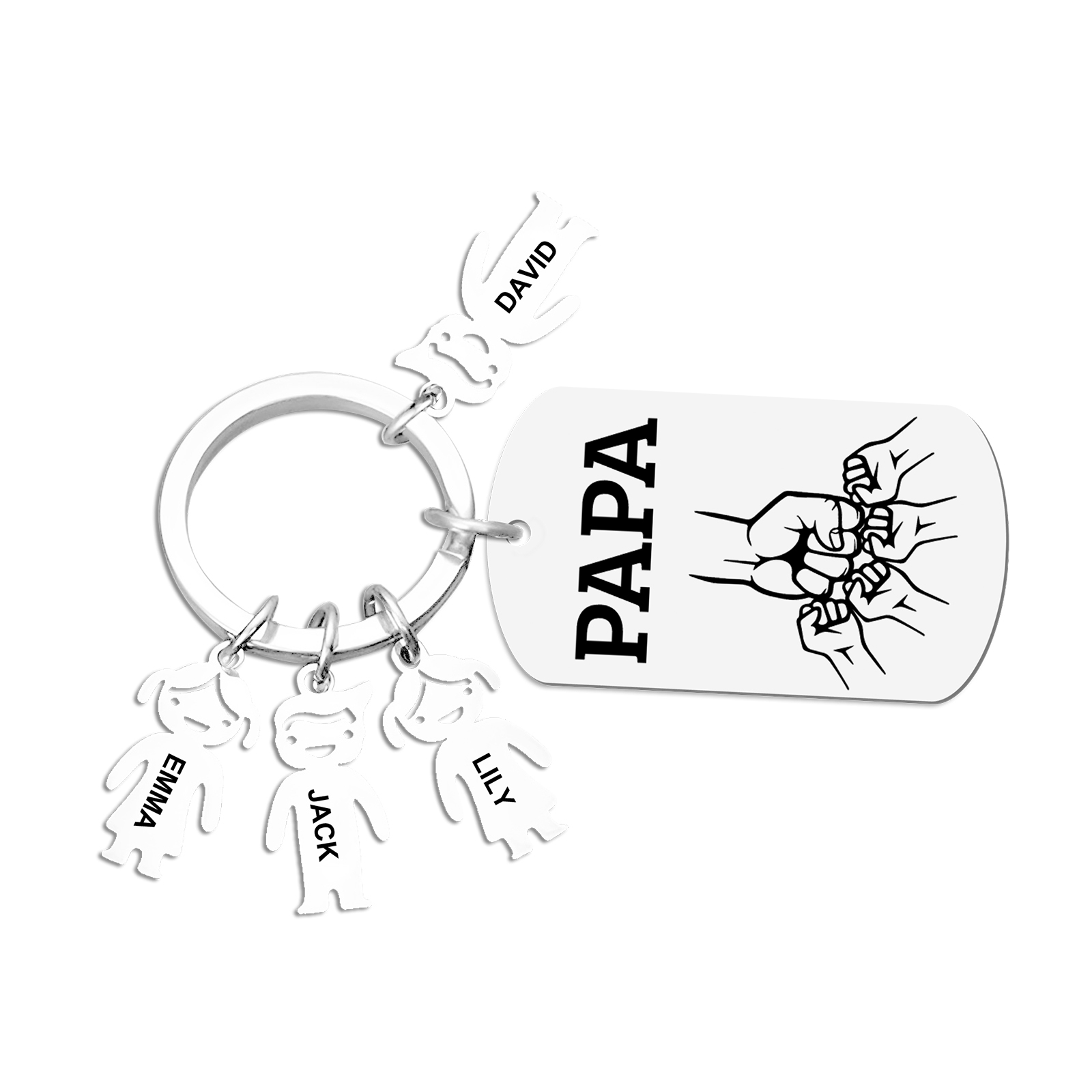 Porte-clés personnalisé avec prénoms gravés – Cadeau unique pour papa | Jessemade