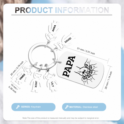 À Papa/Papi - Porte-clés Personnalisé avec 5 Prénoms et Texte Porte-Clés Personnaliables Pour Homme | Jessemade