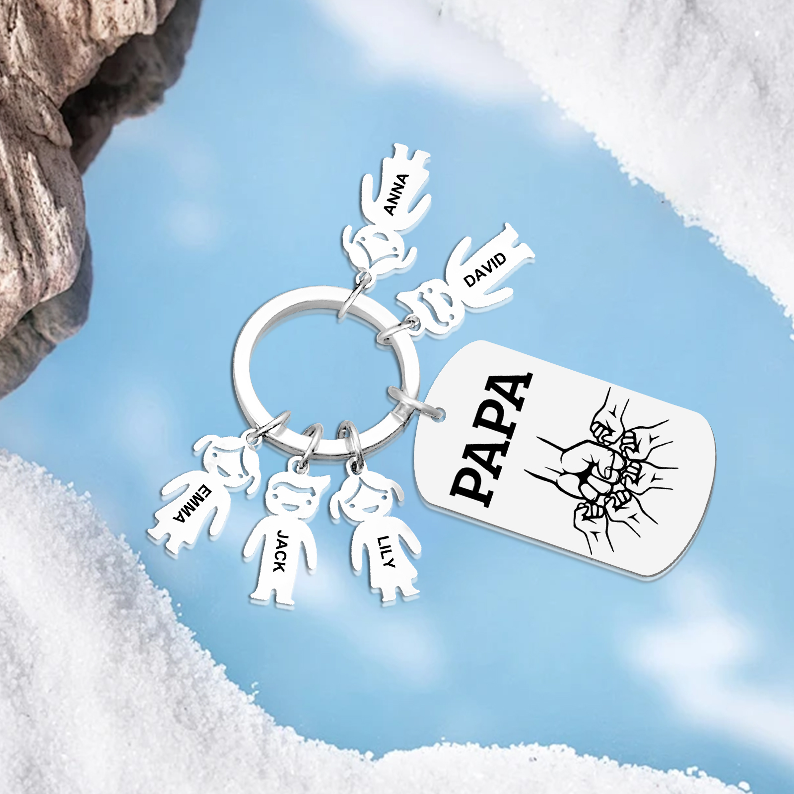 À Papa/Papi - Porte-clés Personnalisé avec 5 Prénoms et Texte Porte-Clés Personnaliables Pour Homme | Jessemade