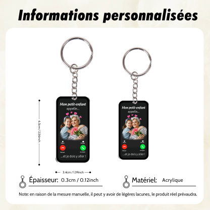 À Mamie/Papi - Porte-clés Personnalisé avec Photo et Texte Porte-Clés Personnaliables Pour Grand-Parents | Jessemade