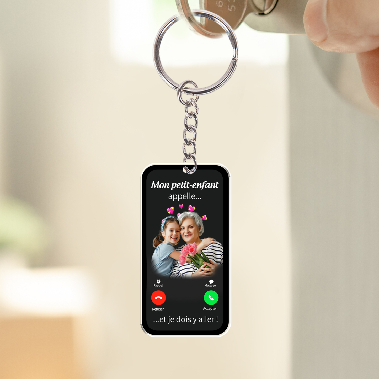 À Mamie/Papi - Porte-clés Personnalisé avec Photo et Texte Porte-Clés Personnaliables Pour Grand-Parents | Jessemade