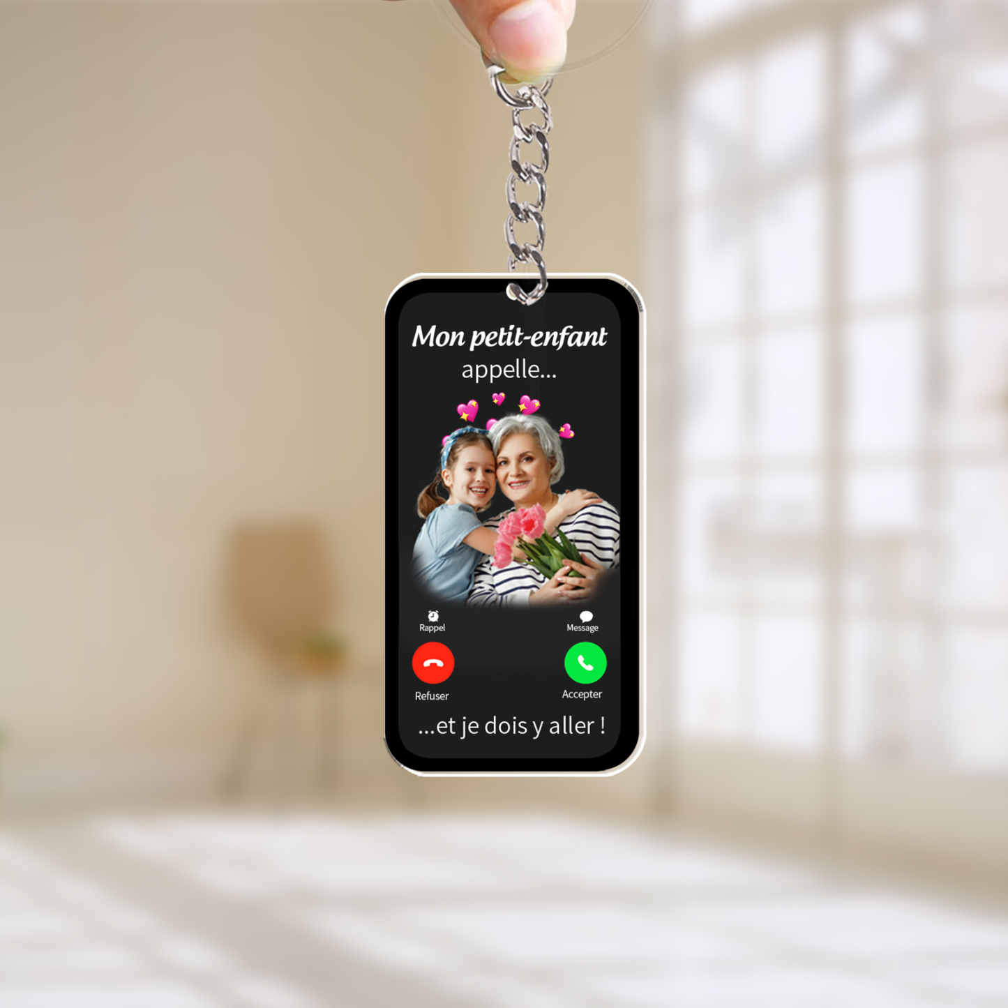 À Mamie/Papi - Porte-clés Personnalisé avec Photo et Texte Porte-Clés Personnaliables Pour Grand-Parents | Jessemade