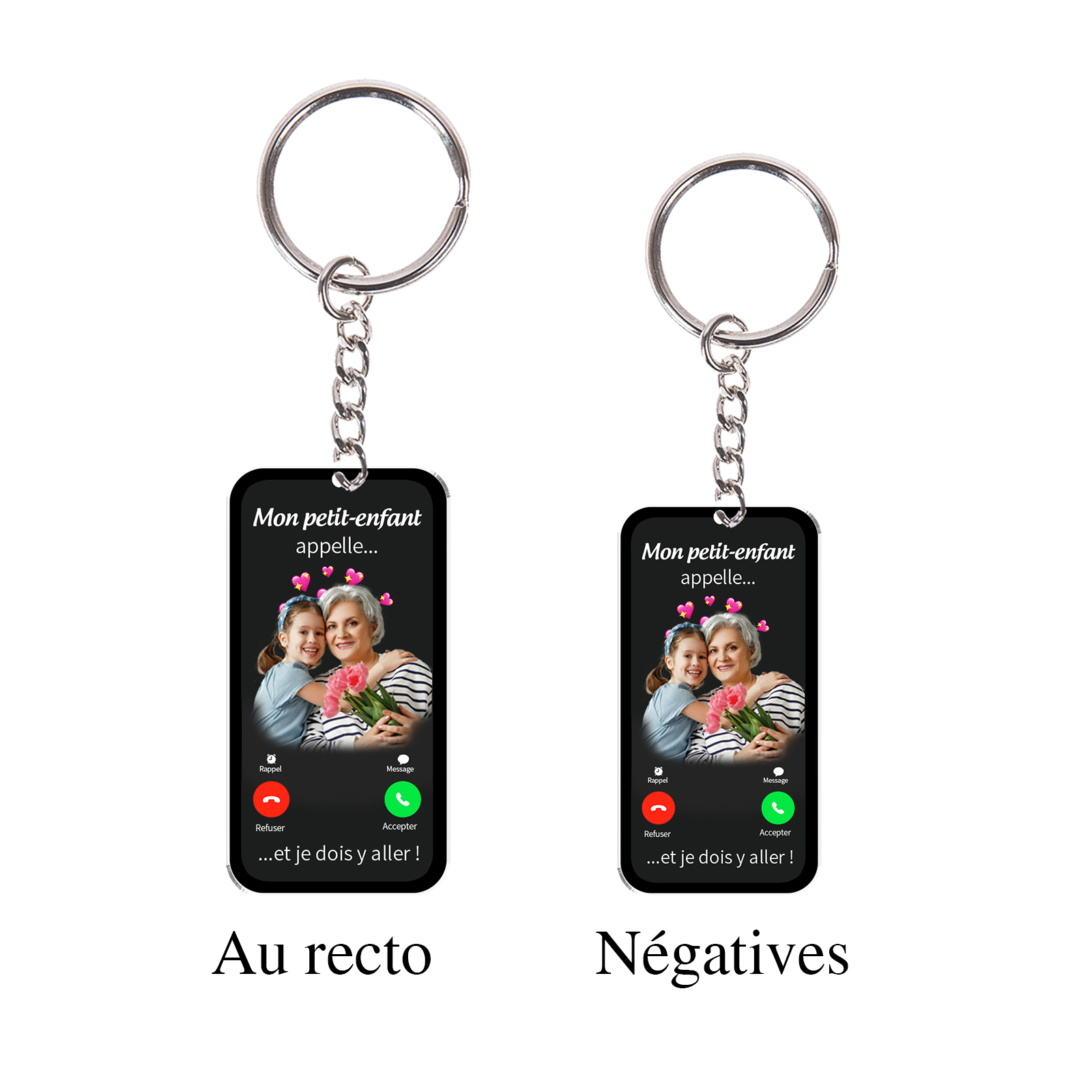 À Mamie/Papi - Porte-clés Personnalisé avec Photo et Texte Porte-Clés Personnaliables Pour Grand-Parents | Jessemade