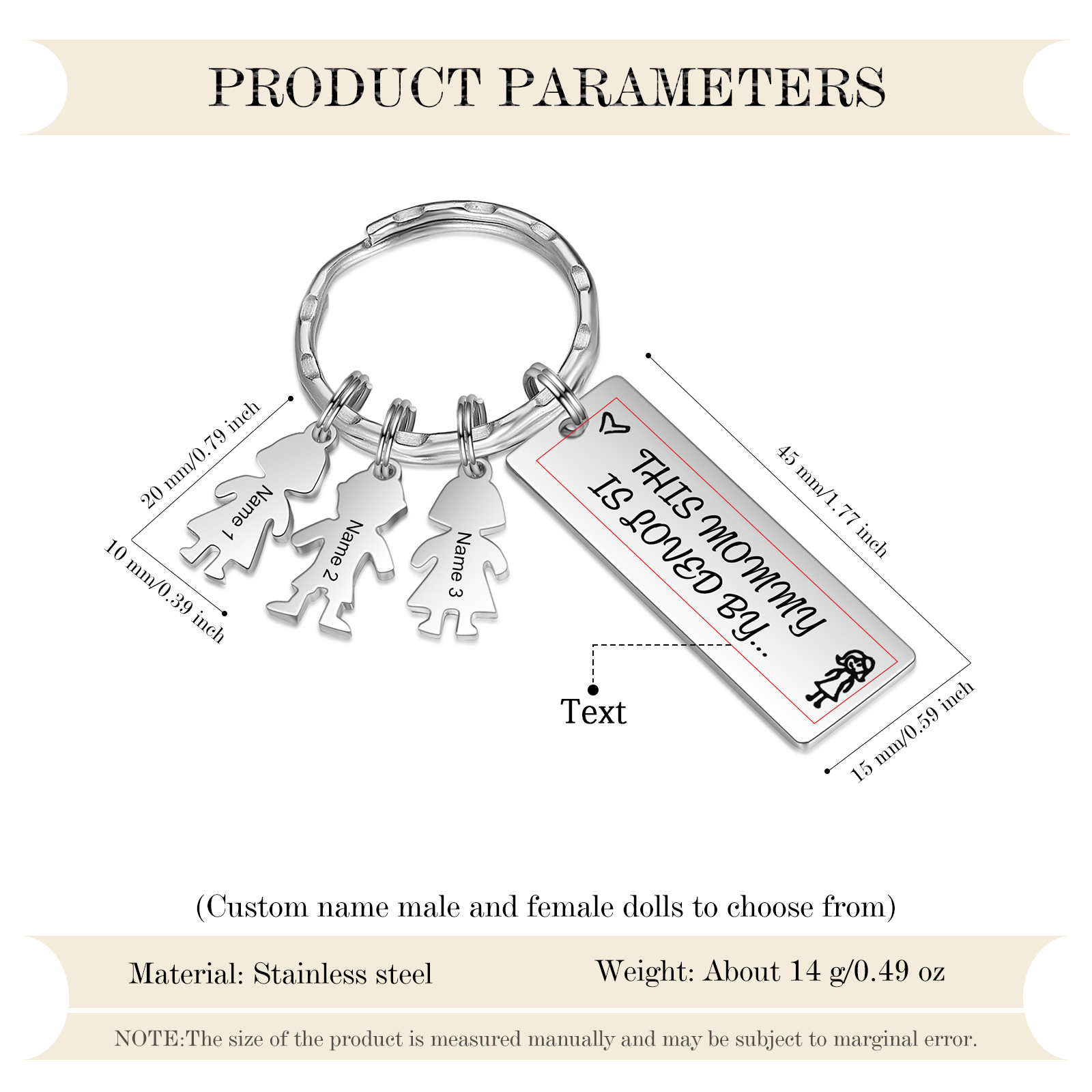 À Maman - Porte-clés Texte Personnalisé avec 3 Prénoms et Breloques Enfant Porte-Clés Personnaliables Pour Maman | Jessemade