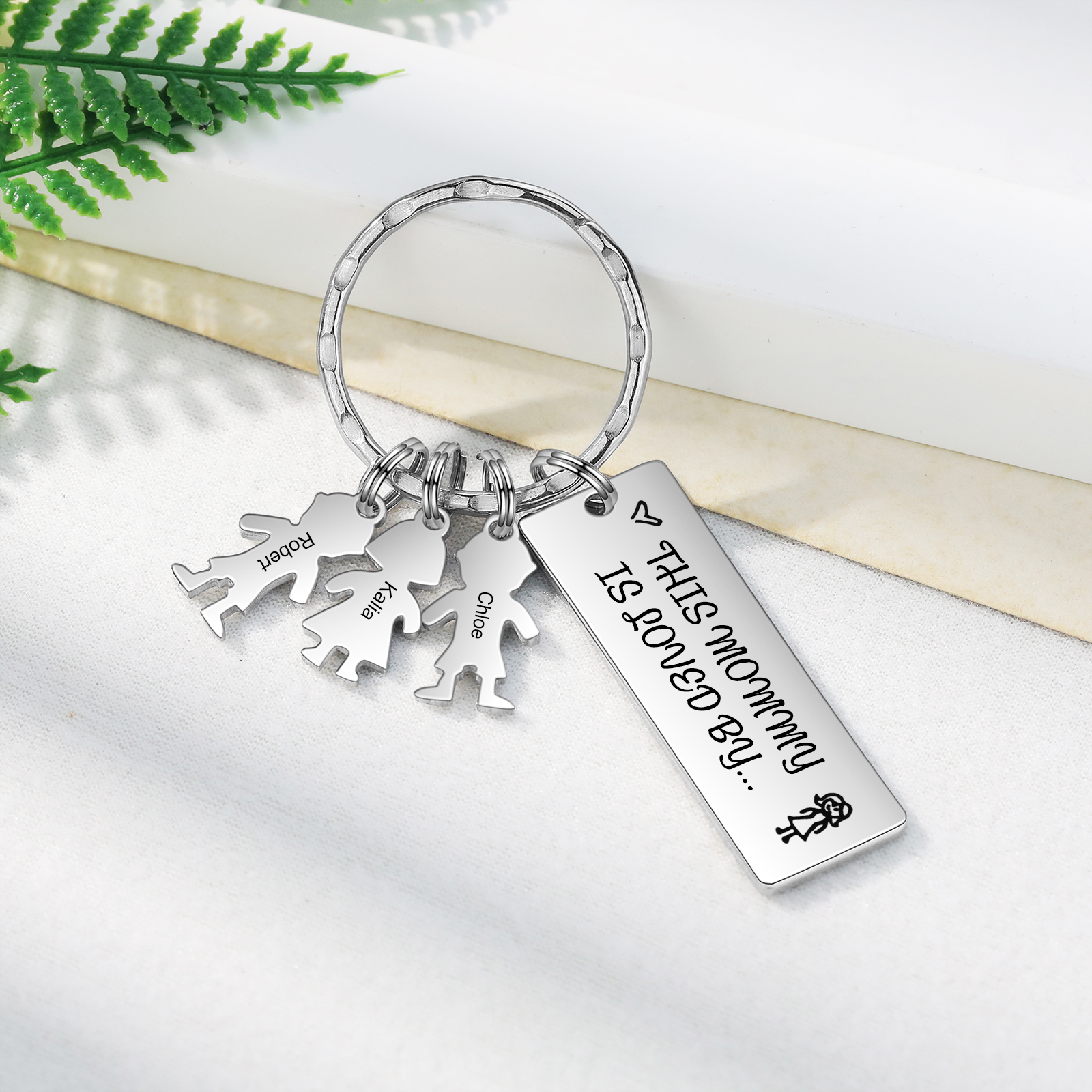 À Maman - Porte-clés Texte Personnalisé avec 3 Prénoms et Breloques Enfant Porte-Clés Personnaliables Pour Maman | Jessemade