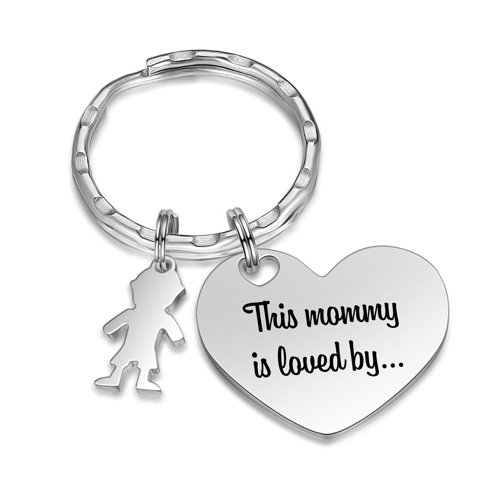 À Maman - Porte-clés 1 Prénom et Breloque Enfant Personnalisé avec Texte Gravé sur Pendentif Coeur Cadeau Personnaliable Pour Maman | Jessemade