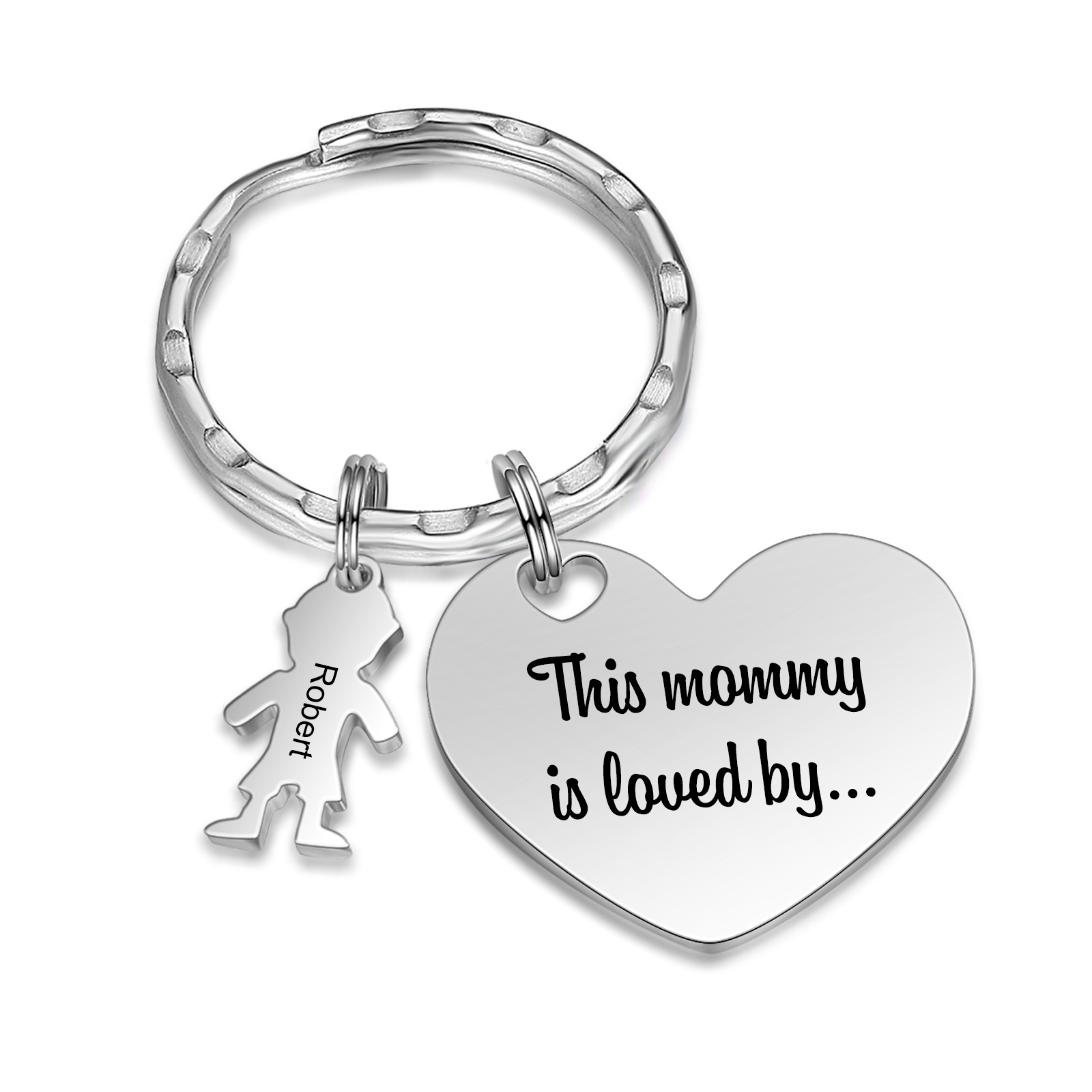 À Maman - Porte-clés 1 Prénom et Breloque Enfant Personnalisé avec Texte Gravé sur Pendentif Coeur Cadeau Personnaliable Pour Maman | Jessemade