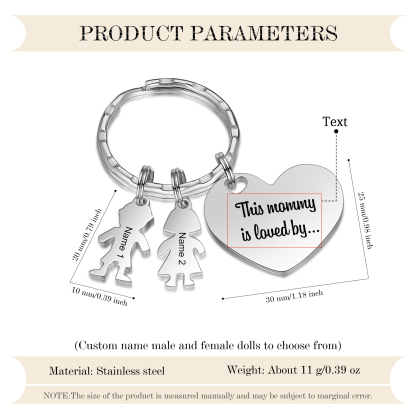 À Maman - Porte-clés 2 Prénoms et Breloques Enfant Personnalisé avec Texte Gravé sur Pendentif Coeur Cadeau Personnaliable Pour Maman | Jessemade