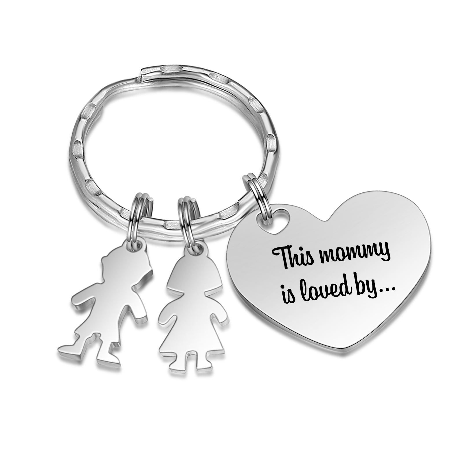 À Maman - Porte-clés 2 Prénoms et Breloques Enfant Personnalisé avec Texte Gravé sur Pendentif Coeur Cadeau Personnaliable Pour Maman | Jessemade