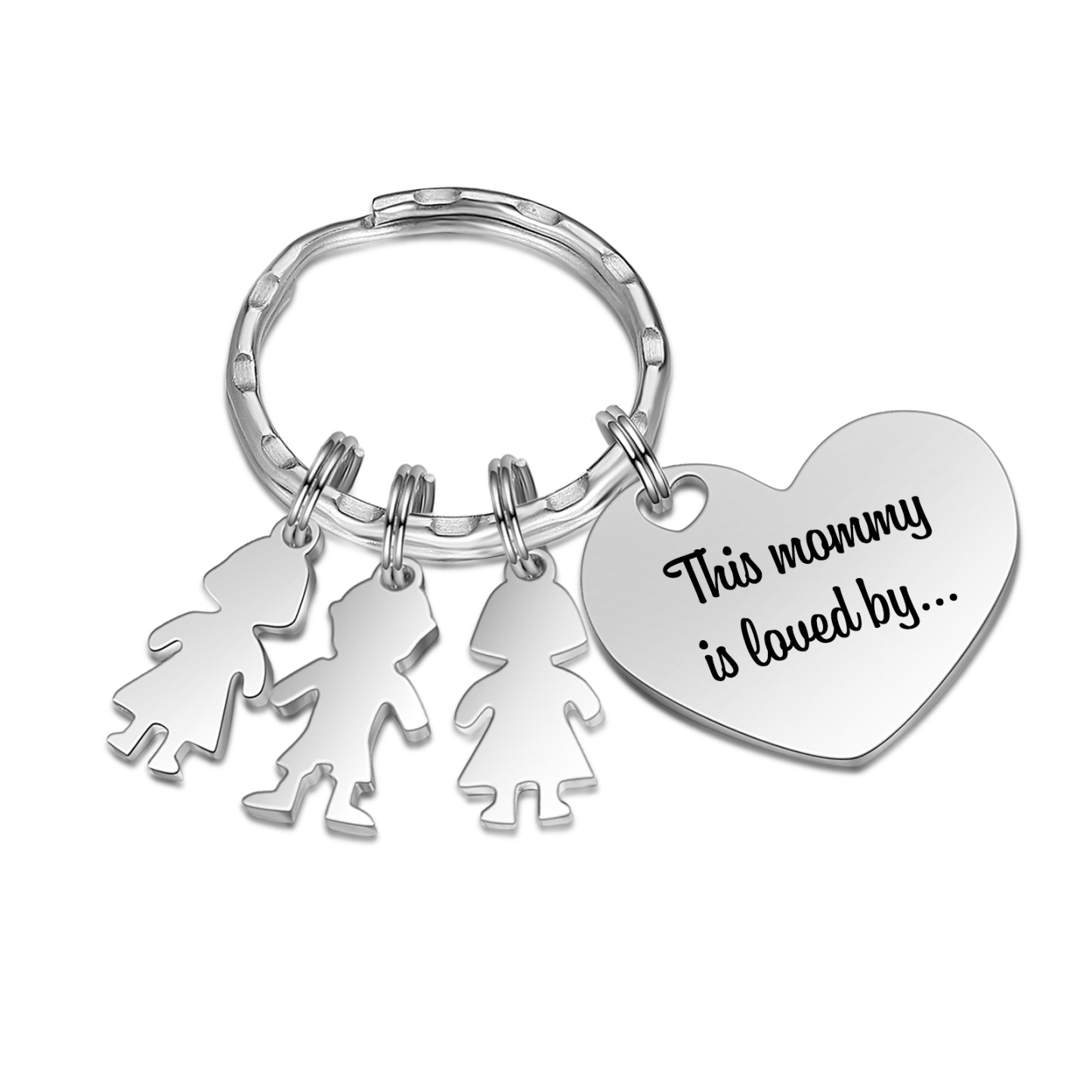 À Maman - Porte-clés 3 Prénoms et Breloques Enfant Personnalisé avec Texte Gravé sur Pendentif Coeur Cadeau Personnaliable Pour Maman | Jessemade