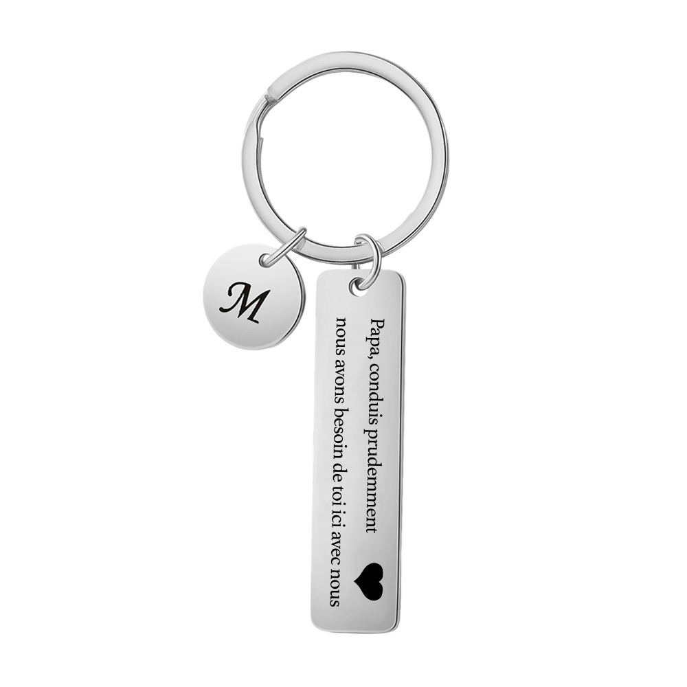 À mon Papa - Porte-clés en acier inoxydable Personnalisé Avec Initiale Porte-Clés 'conduis prudemment' Pour Papa | Jessemade