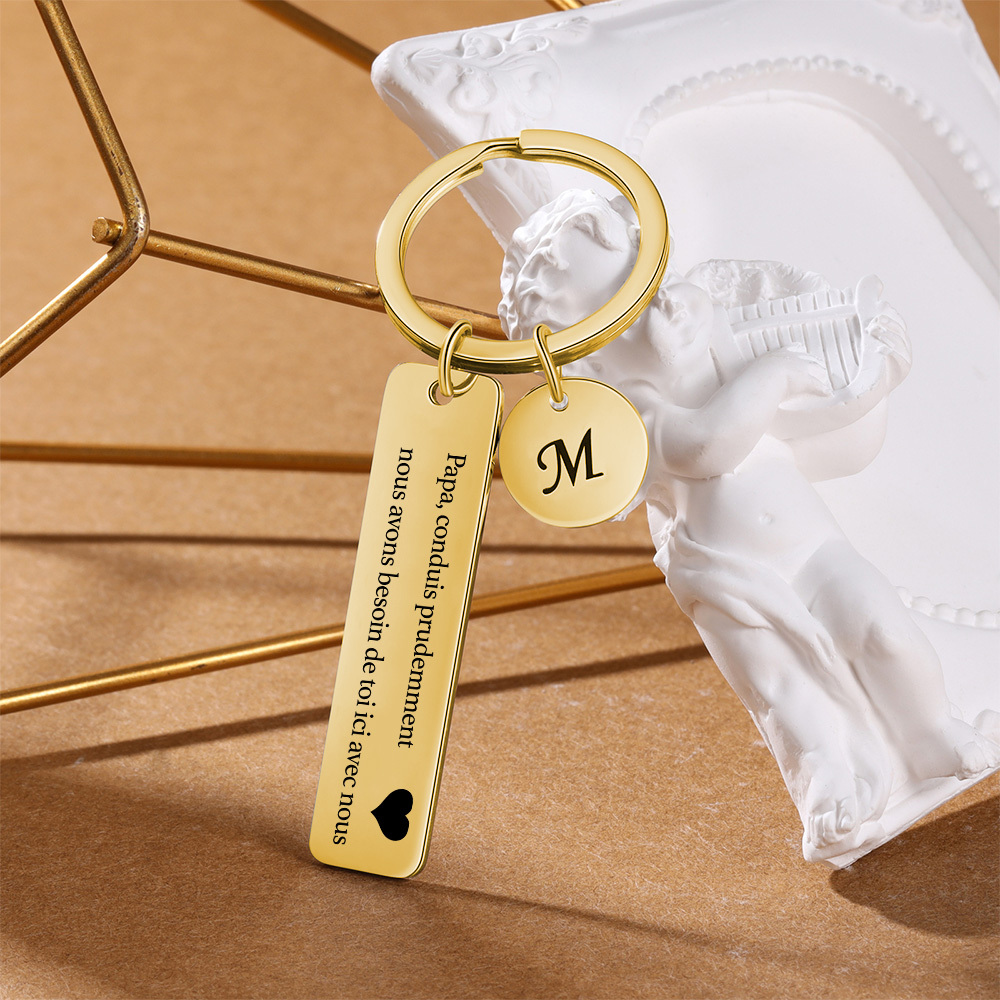 À mon Papa - Porte-clés en acier inoxydable Personnalisé Avec Initiale Porte-Clés 'conduis prudemment' Pour Papa | Jessemade