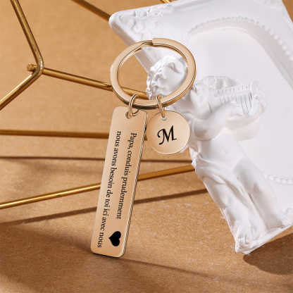 À mon Papa - Porte-clés en acier inoxydable Personnalisé Avec Initiale Porte-Clés 'conduis prudemment' Pour Papa | Jessemade