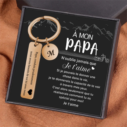 À mon Papa - Porte-clés en acier inoxydable Personnalisé Avec Initiale Porte-Clés 'conduis prudemment' Pour Papa | Jessemade