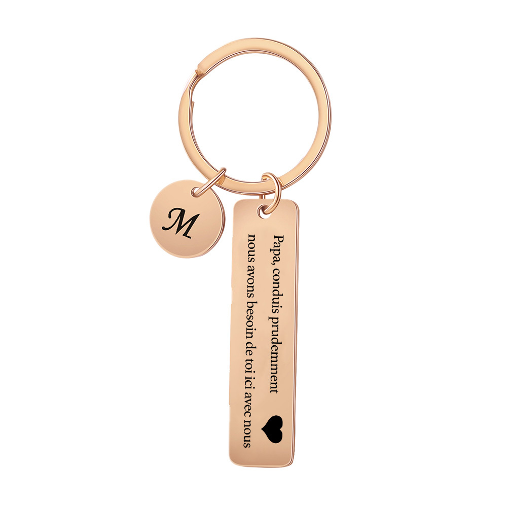 À mon Papa - Porte-clés en acier inoxydable Personnalisé Avec Initiale Porte-Clés 'conduis prudemment' Pour Papa | Jessemade