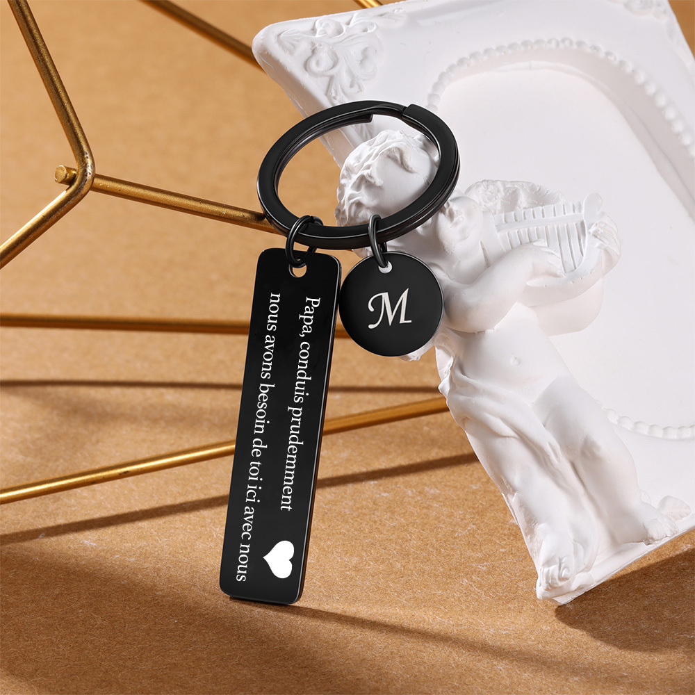 À mon Papa - Porte-clés en acier inoxydable Personnalisé Avec Initiale Porte-Clés 'conduis prudemment' Pour Papa | Jessemade