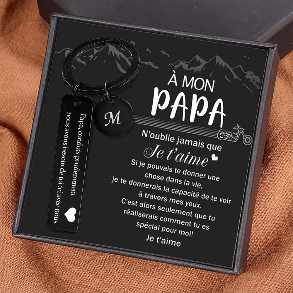 À mon Papa - Porte-clés en acier inoxydable Personnalisé Avec Initiale Porte-Clés 'conduis prudemment' Pour Papa | Jessemade